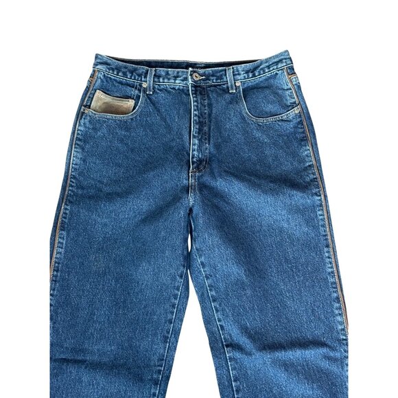 Vtg Guess USA Jeans Mens Size 34 x 33 Cotton w/ Leather Trim Piping - Picture 4 of 16